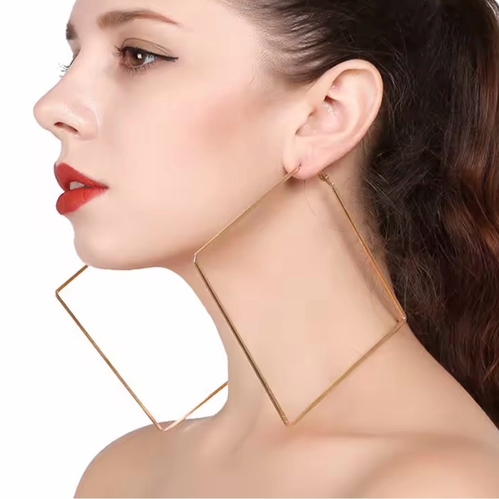 Oversized Geometric Hoop Earrings for Women - Picture 2 of 4